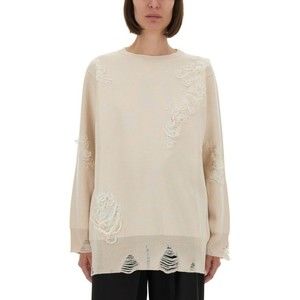 Mm6 By Maison Margiela Oversized Mesh Sweater With Worn Effect Details - NWT